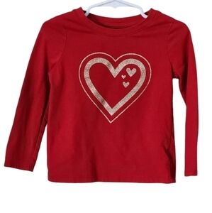 Cat & Jack Girls Toddler‎ Long Sleeve T-shirt with Heart Red 3T